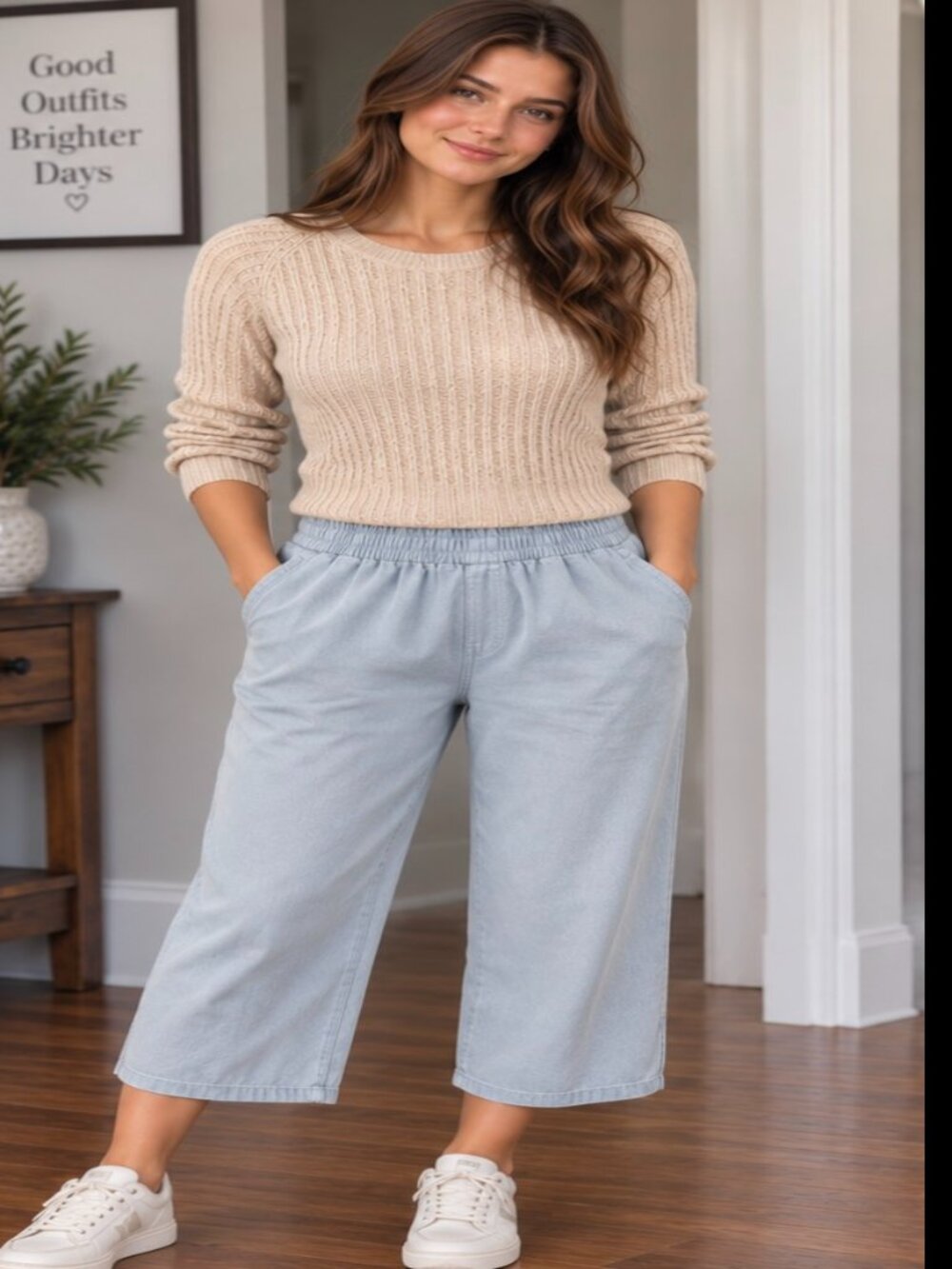 NWOT Light Wash Calvin Klein Wide Leg Capris/Cropped Jeans